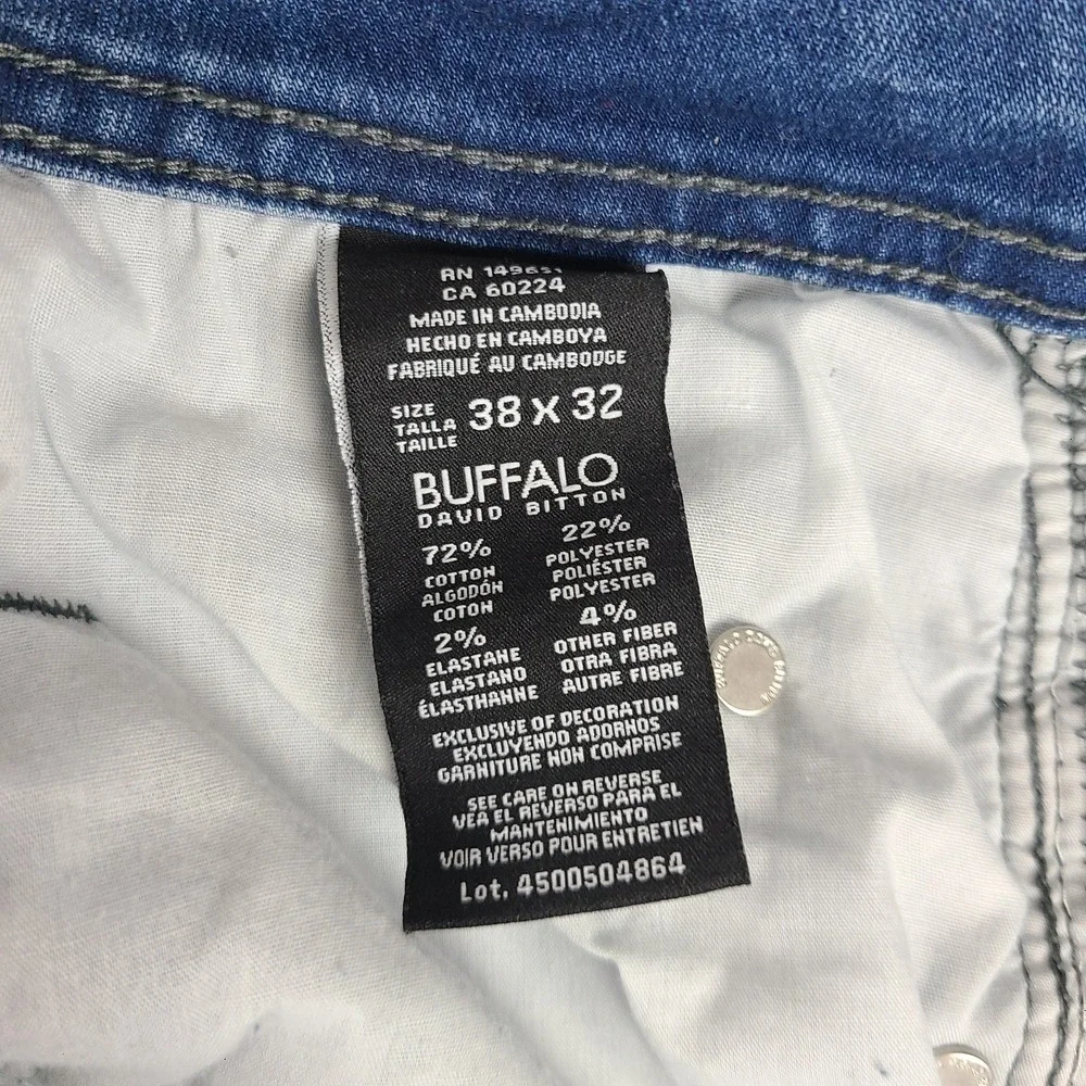 Buffalo David Bitton Jeans Mens 38x32 Blue Axel Slim Stretch Medium Wash Denim *
